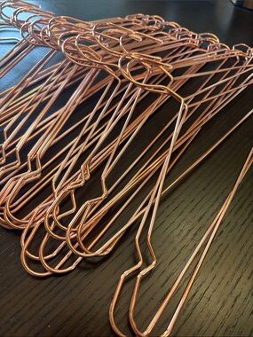 Set of Rose Gold Metal Clothes Hangers - Slim Wire Design